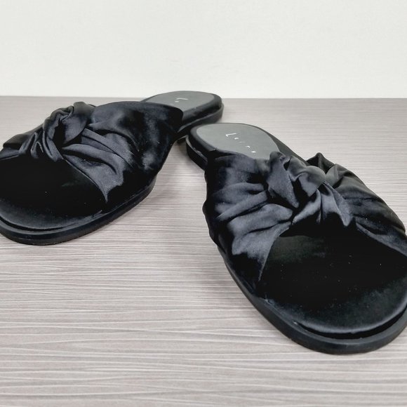 Leith Nevie Knotted Slide Sandal, Black Textile - Picture 4 of 11